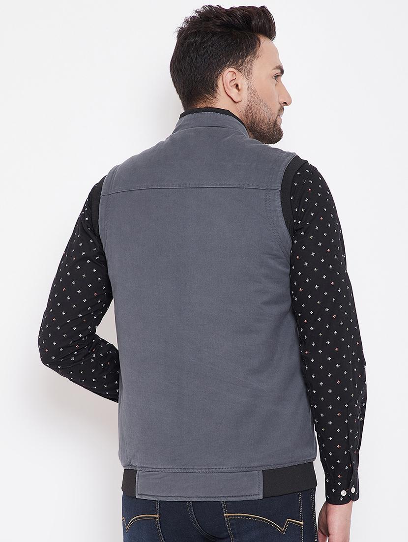 grey solid casual jacket - 16706046 - Zoom Image - 3
