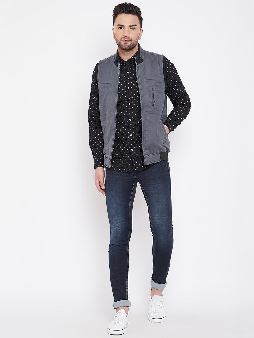 grey solid casual jacket - 16706046 - Zoom Image - 4