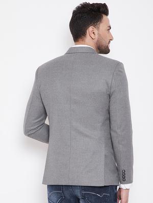 grey solid single breasted casual blazer - 16706064 - Standard Image - 3