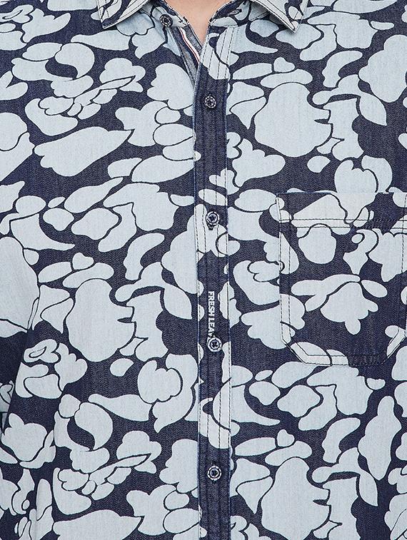 blue printed denim casual shirt - 16706067 - Zoom Image - 5