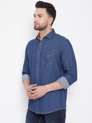 blue denim casual shirt - 16706069 - Standard Image - 2