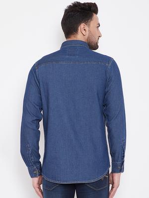 blue denim casual shirt - 16706069 - Standard Image - 3