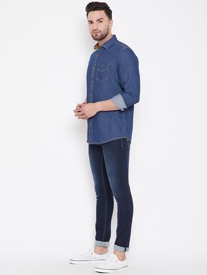blue denim casual shirt - 16706069 - Standard Image - 4