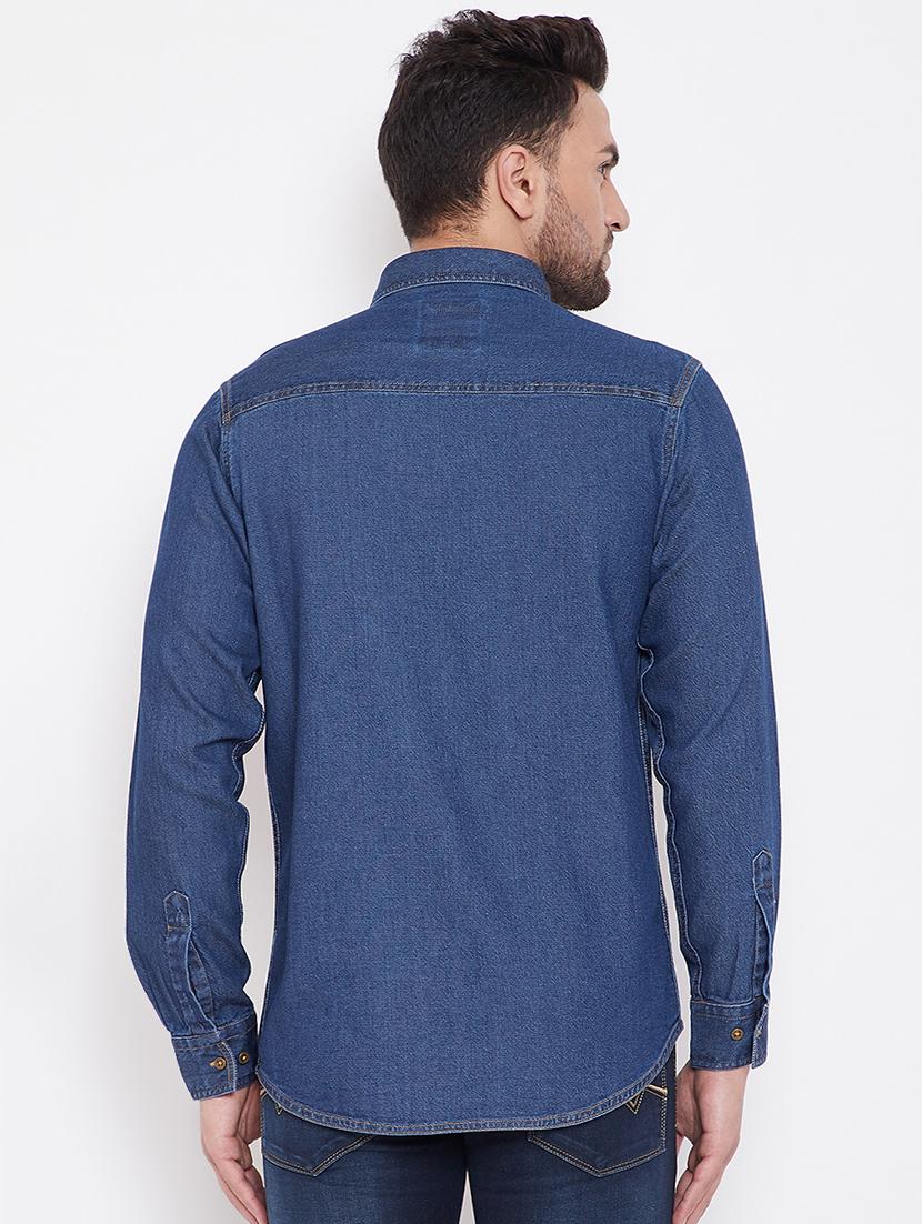 blue denim casual shirt - 16706069 - Zoom Image - 3