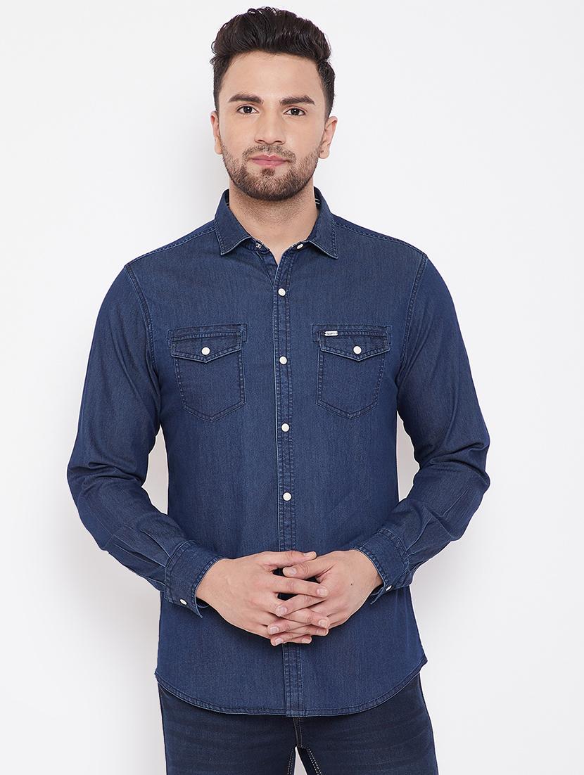 blue solid casual shirt - 16706070 - Zoom Image - 1