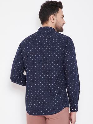 navy blue printed casual shirt - 16706076 - Standard Image - 3