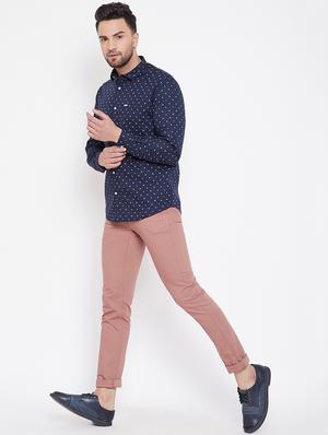 navy blue printed casual shirt - 16706076 - Standard Image - 4