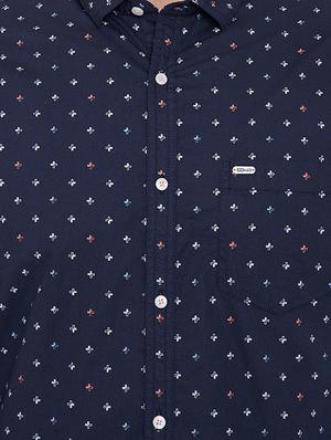 navy blue printed casual shirt - 16706076 - Standard Image - 5