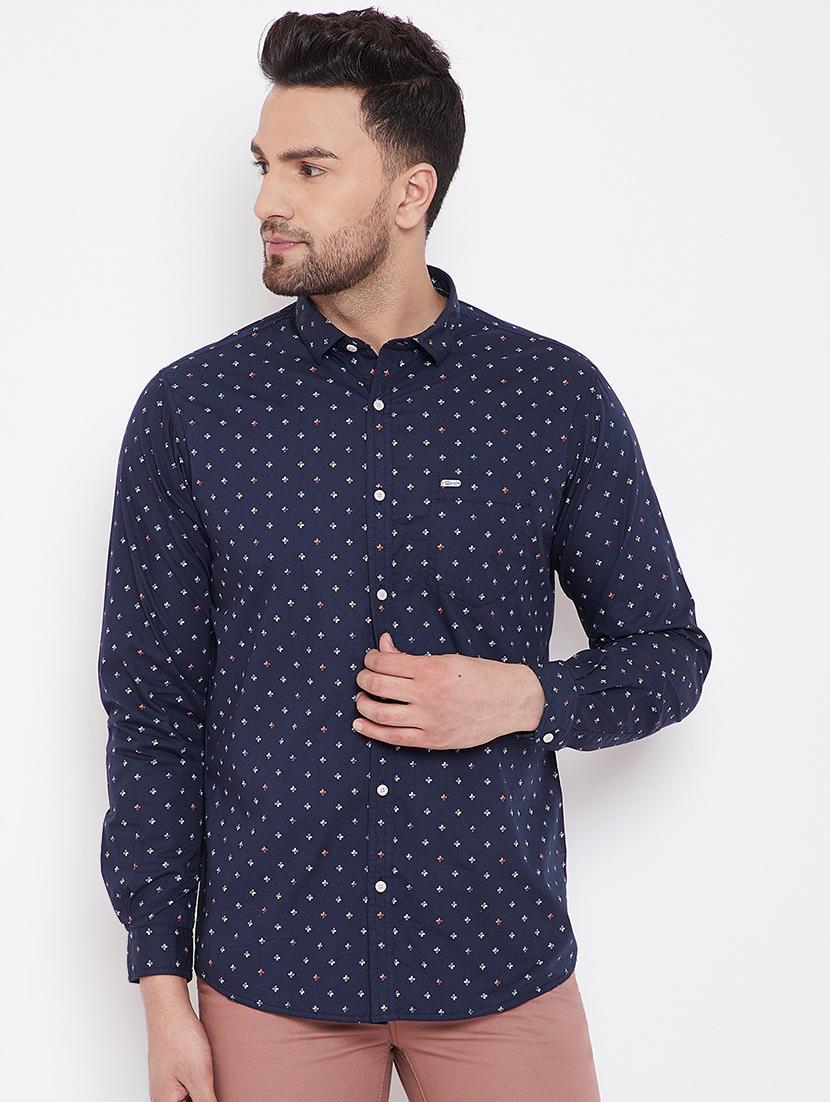 navy blue printed casual shirt - 16706076 - Zoom Image - 1