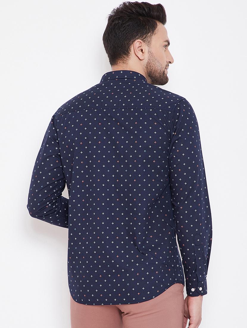 navy blue printed casual shirt - 16706076 - Zoom Image - 3