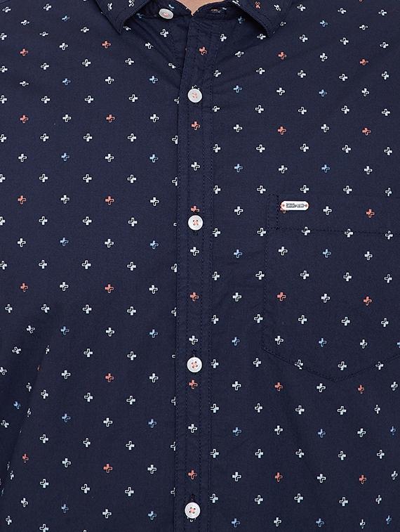 navy blue printed casual shirt - 16706076 - Zoom Image - 5