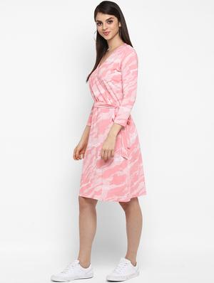 tie knot overlap neck a-line dress - 16706250 - Standard Image - 2