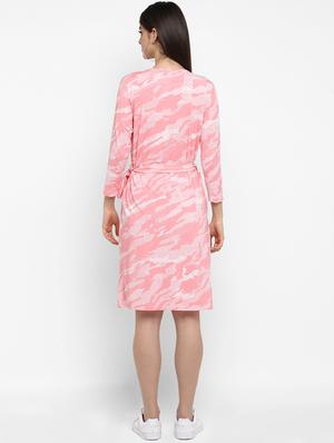 tie knot overlap neck a-line dress - 16706250 - Standard Image - 3