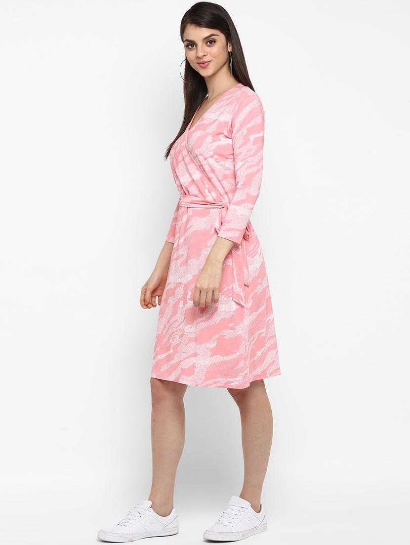 tie knot overlap neck a-line dress - 16706250 - Zoom Image - 2