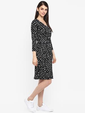 tie knot overlap neck a-line dress - 16706251 - Standard Image - 2