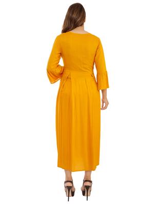 solid flared ethnic dress - 16706319 - Standard Image - 3