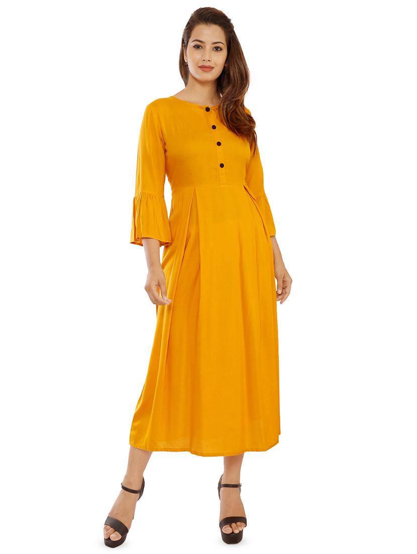 solid flared ethnic dress - 16706319 - Zoom Image - 1