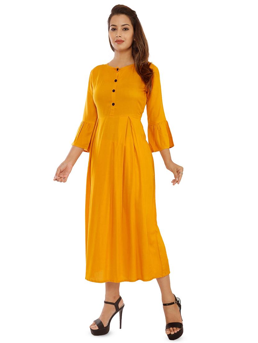 solid flared ethnic dress - 16706319 - Zoom Image - 2