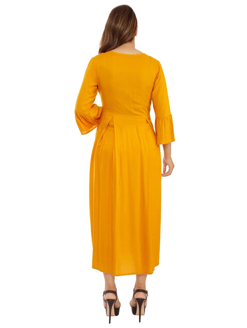 solid flared ethnic dress - 16706319 - Zoom Image - 3