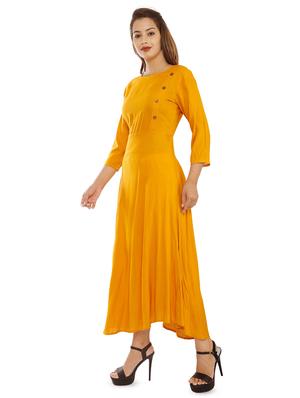 solid fit & flared ethnic dress - 16706323 - Standard Image - 2