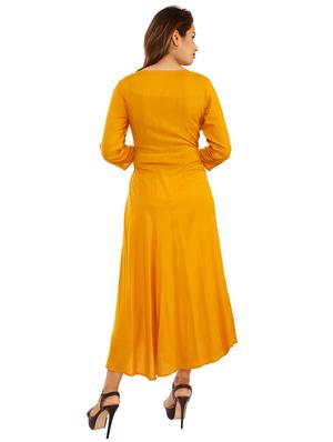 solid fit & flared ethnic dress - 16706323 - Standard Image - 3