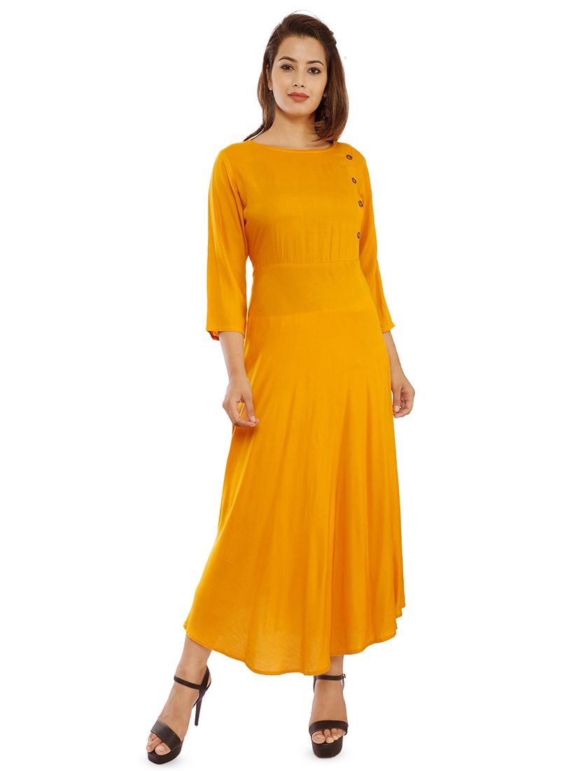 solid fit & flared ethnic dress - 16706323 - Zoom Image - 1