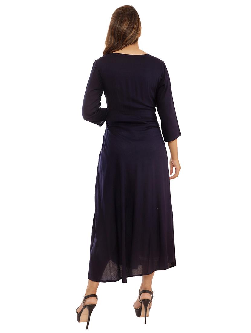 solid fit & flared ethnic dress - 16706324 - Zoom Image - 3