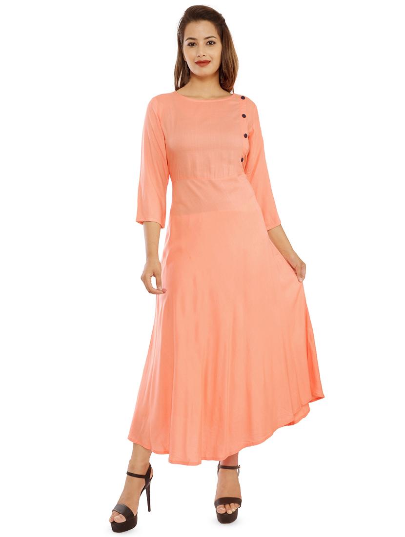 solid fit & flared ethnic dress - 16706326 - Zoom Image - 1