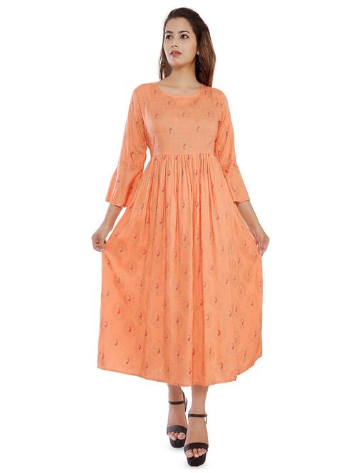 pastel printed flared ethnic dress - 16706329 - Standard Image - 1