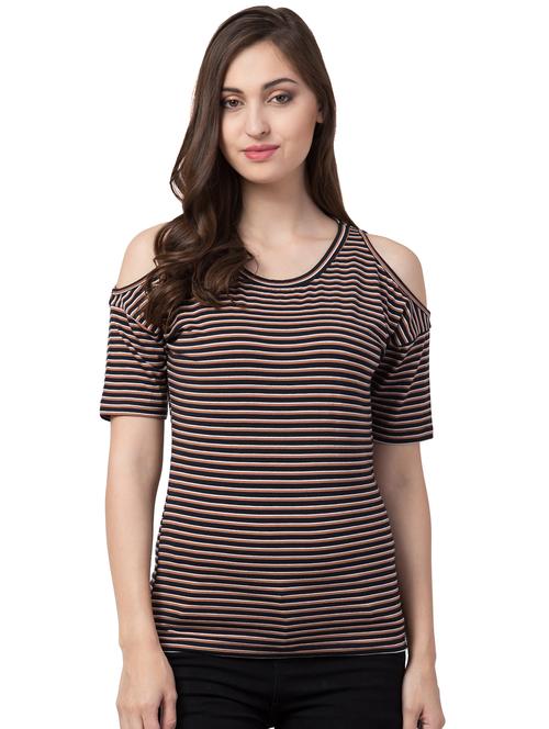 cold shoulder striped top - 16706357 - Standard Image - 1