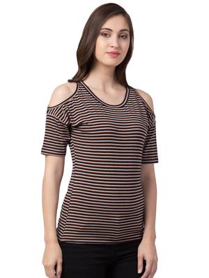 cold shoulder striped top - 16706357 - Standard Image - 2