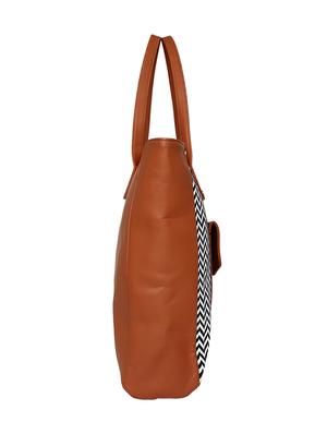 brown leatherette (pu) regular shopping bag - 16706821 - Standard Image - 4