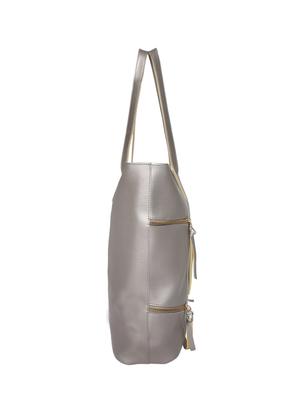 silver leatherette (pu) regular tote - 16707065 - Standard Image - 4