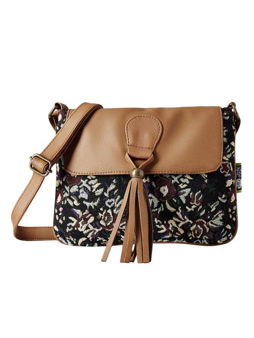 tan leather regular sling bag - 16707127 - Standard Image - 1