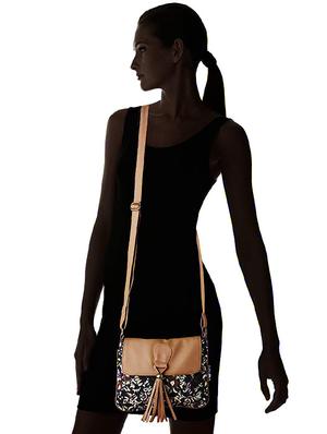 tan leather regular sling bag - 16707127 - Standard Image - 5