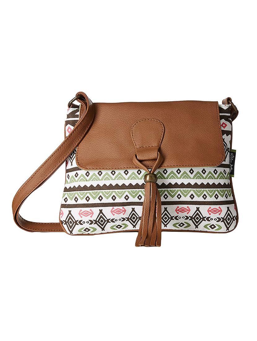 brown canvas regular sling bag - 16707194 - Zoom Image - 1