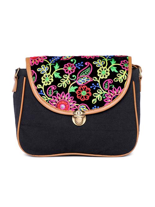 black canvas regular sling bag - 16707497 - Standard Image - 1