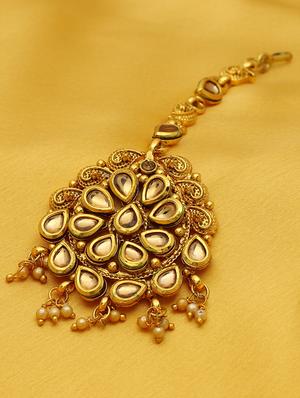 gold plated single teekas maang teeka - 16707667 - Standard Image - 2