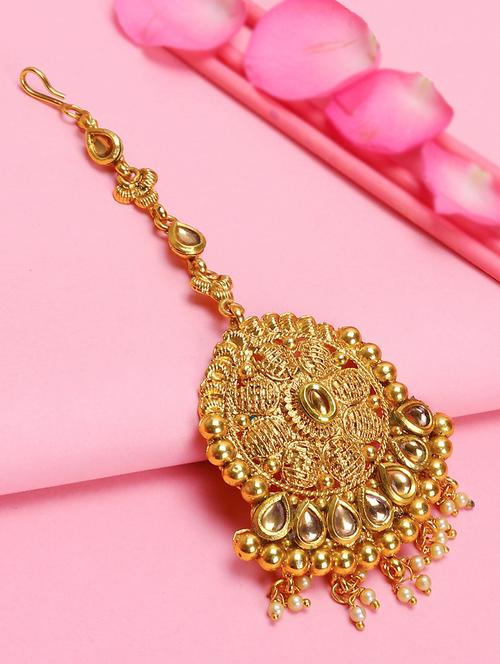 gold single maang teeka - 16707668 - Standard Image - 1