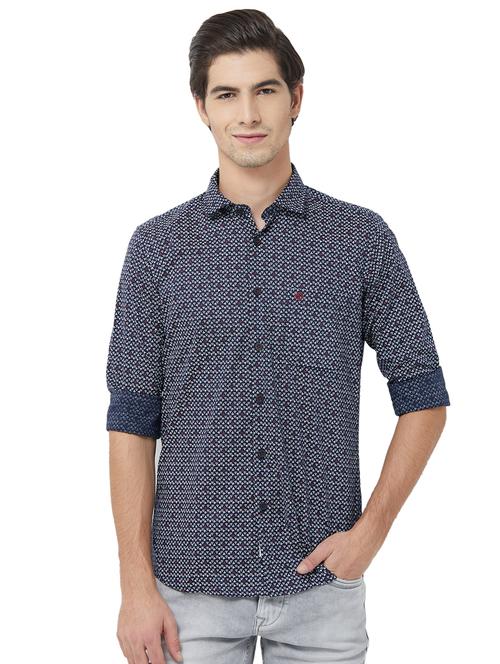navy blue printed casual shirt - 16707705 - Standard Image - 1