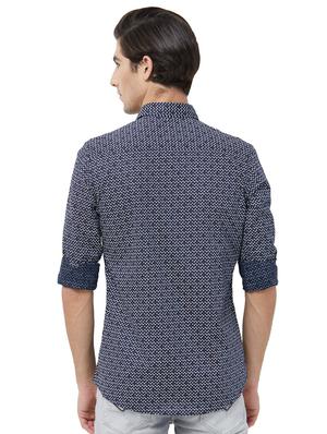 navy blue printed casual shirt - 16707705 - Standard Image - 3