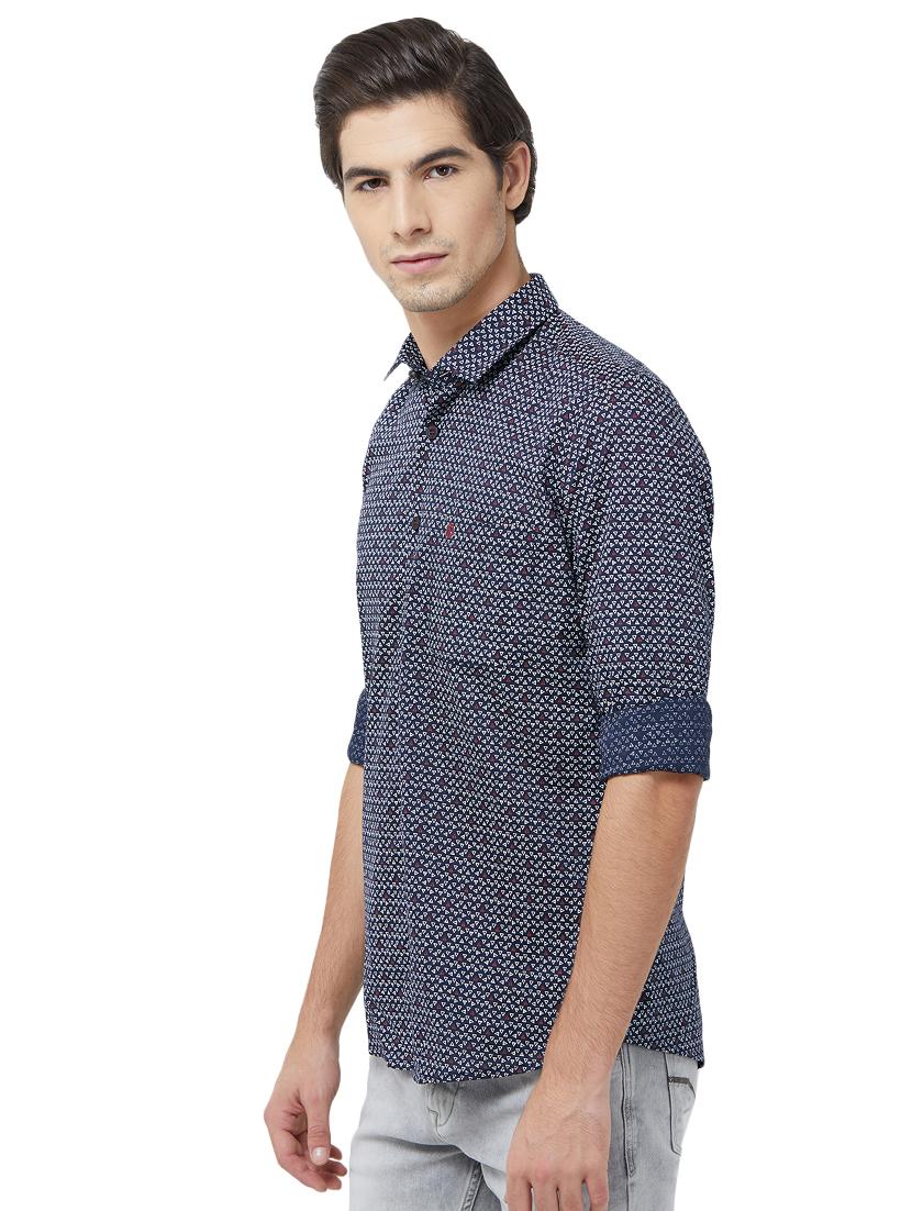 navy blue printed casual shirt - 16707705 - Zoom Image - 2