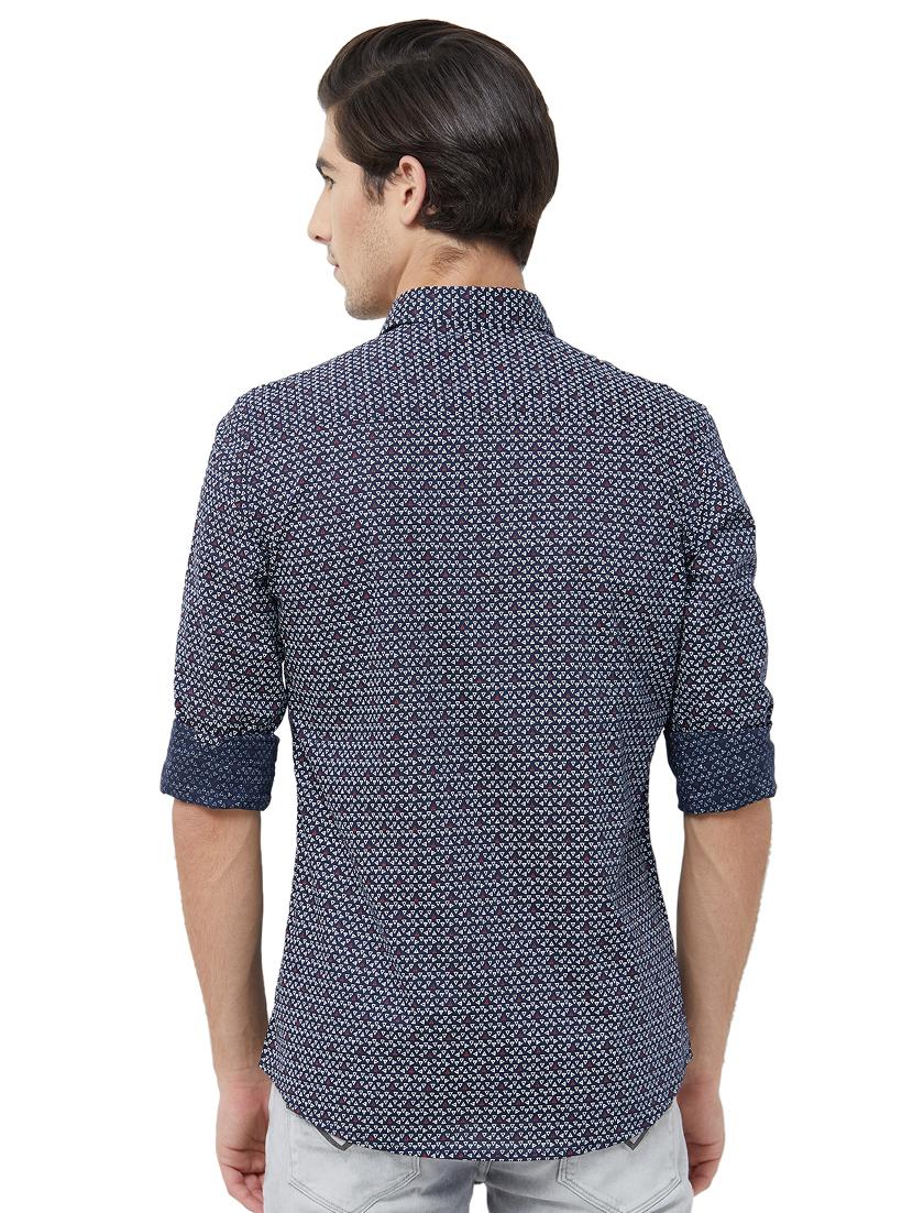 navy blue printed casual shirt - 16707705 - Zoom Image - 3