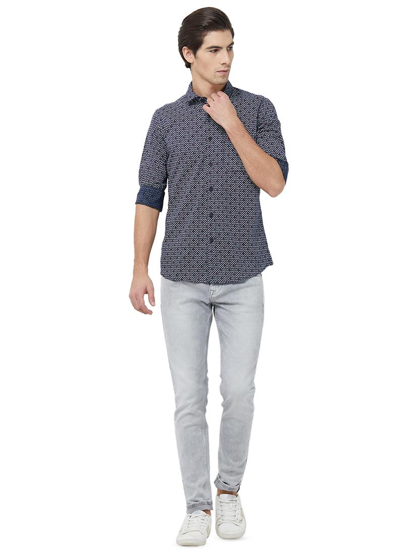 navy blue printed casual shirt - 16707705 - Zoom Image - 4