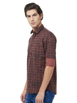 brown checkered casual shirt - 16707725 - Standard Image - 2