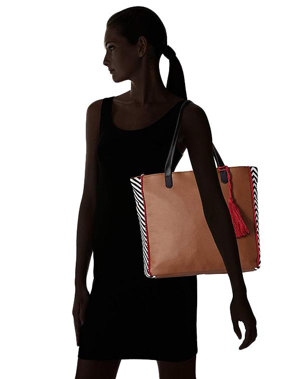 brown leatherette (pu) regular handbag - 16707815 - Zoom Image - 5