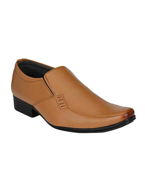 brown leatherette slip ons - 16707946 - Standard Image - 1