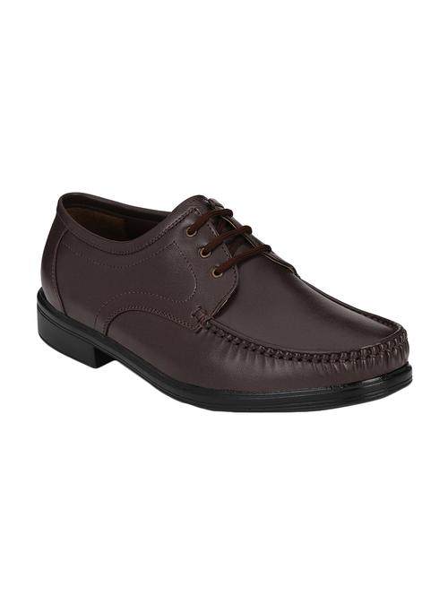 brown leatherette lace-up derbys - 16707953 - Standard Image - 1