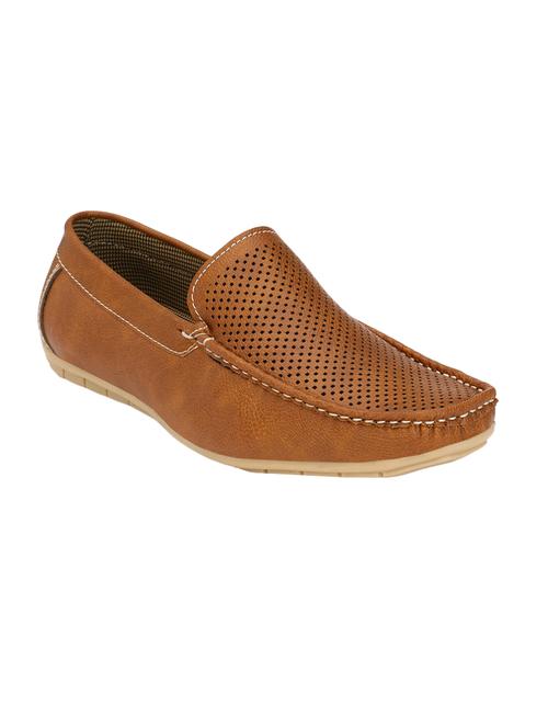 tan leatherette slip on loafers - 16707954 - Standard Image - 1