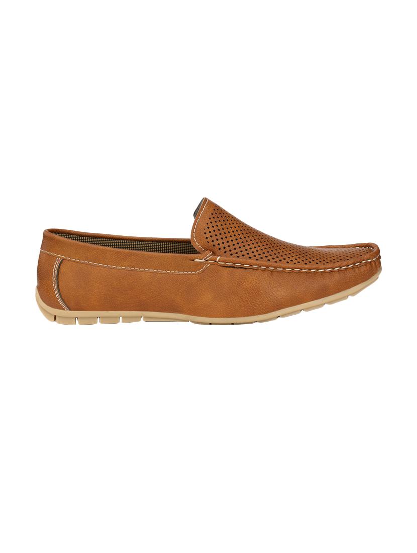 tan leatherette slip on loafers - 16707954 - Zoom Image - 2